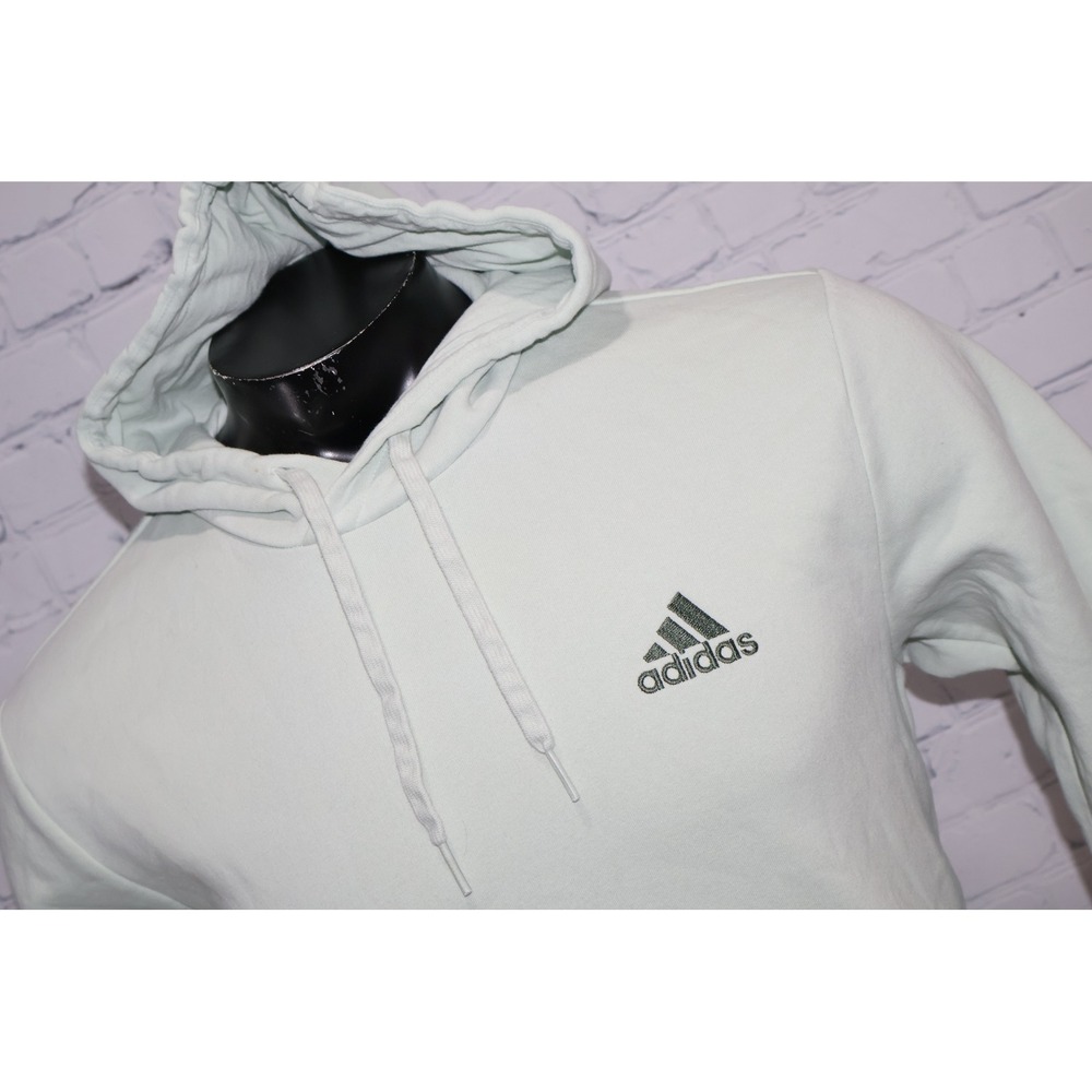 Adidas Hoodie Mens Large Light Green Embroidered Logo Fleece Pullover ** - Picture 3 of 10
